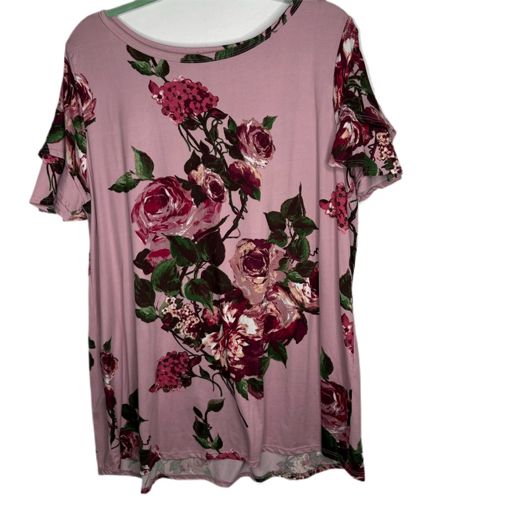 Pink Floral Flutter Sleeve XL
